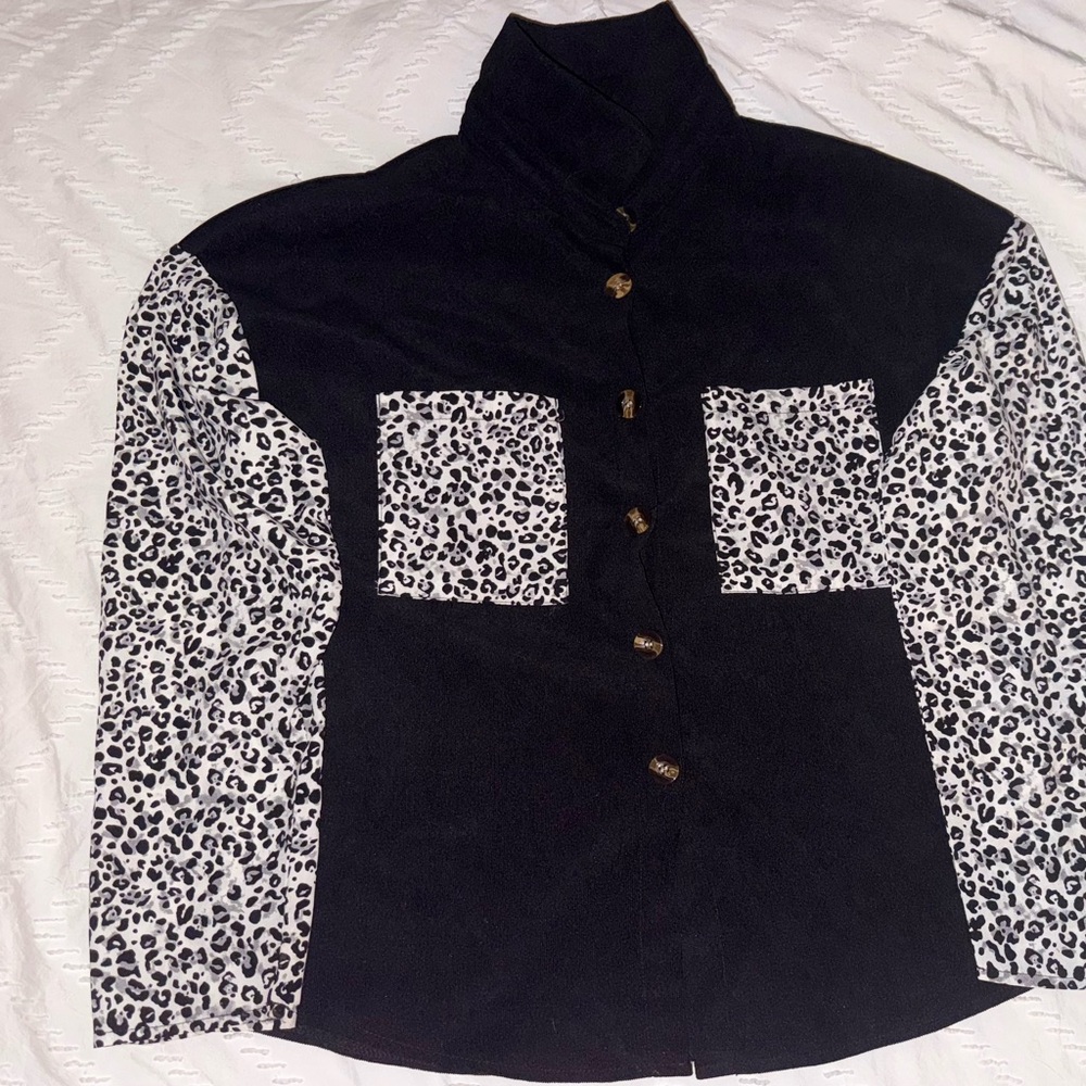 Leopard Print Black Jacket